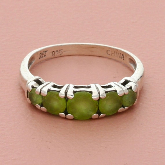 sterling silver round-cut peridot ring size 7.5 - image 1