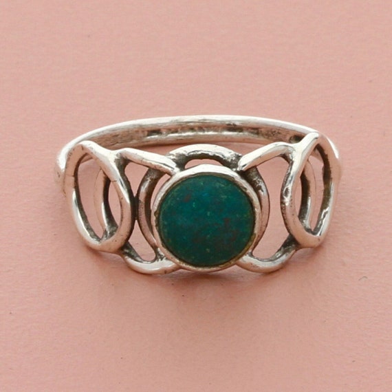 sterling silver chrysocolla open circles ring siz… - image 1
