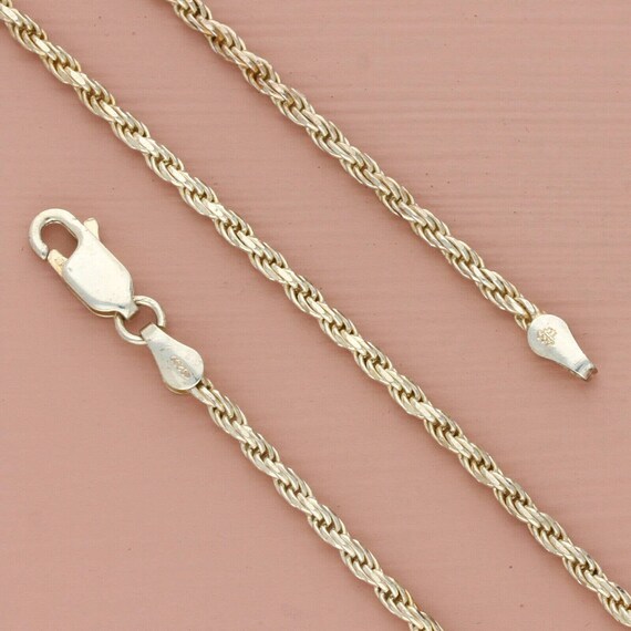 sterling silver 2mm rope chain necklace size 24in - image 1