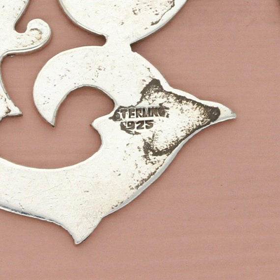 sterling silver vintage letter 'p' initial brooch - image 3