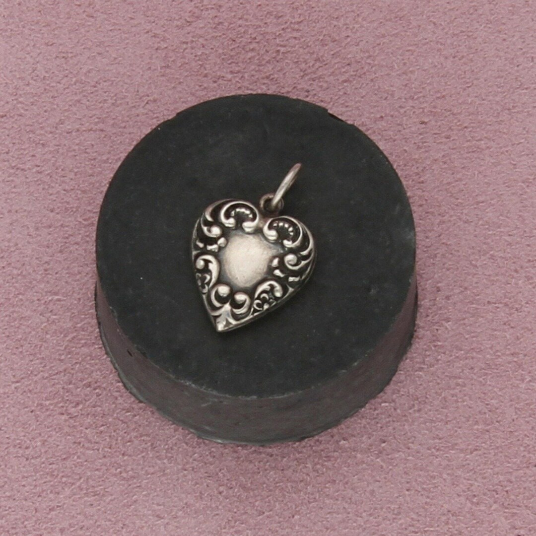 Sterling Silver Vintage Wwii Scroll Puffy Heart Charm Pendant - Etsy