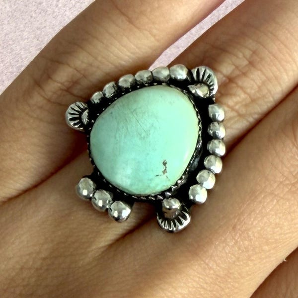 Navajo Silber Vintage Türkis Pfeil Ring Gr. 55