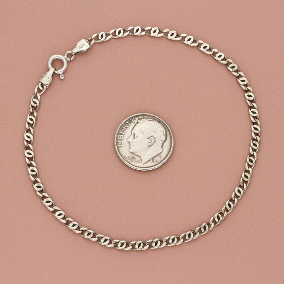 sterling silver mens 3mm scroll link chain bracel… - image 2