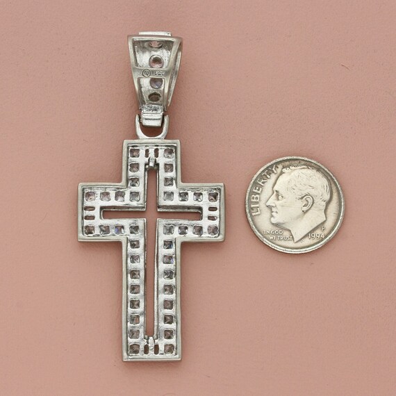 sterling silver channel-set cz cross pendant - image 2