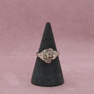 sterling silver vintage rose flower ring size 6.75