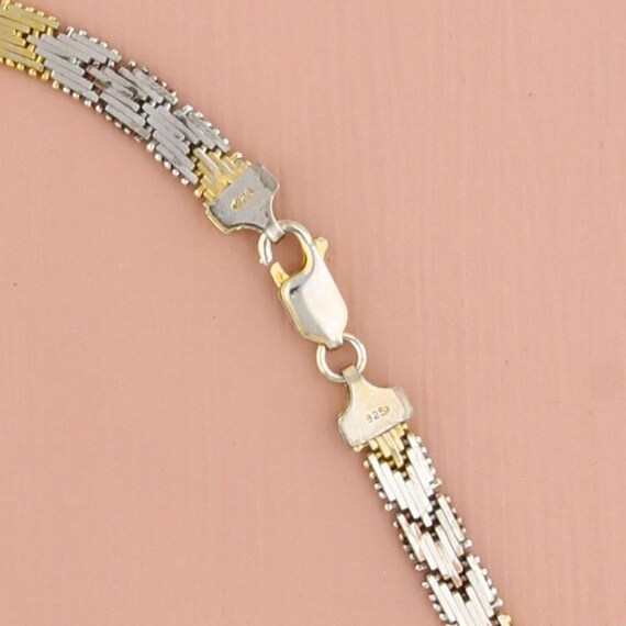 sterling silver two-tone riccio chain necklace si… - image 3