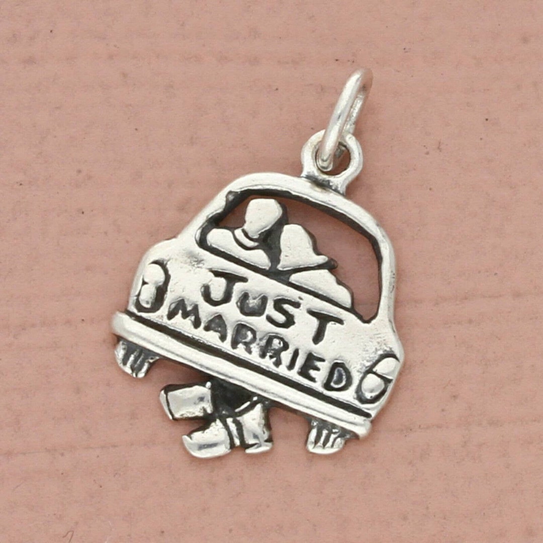 Sterling Silver Just Married Car With Cans Newly Weds Charm Etsy