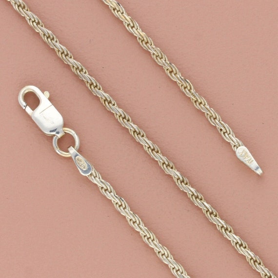 sterling silver italy 2mm rope chain necklace siz… - image 1