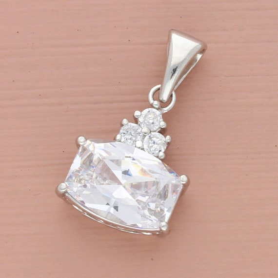 sterling silver clear cz pendant
