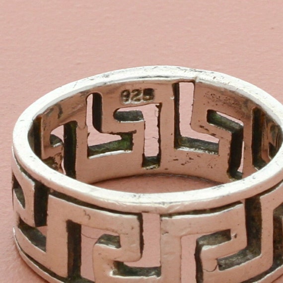 sterling silver 8mm greek key band ring size 7 - image 3