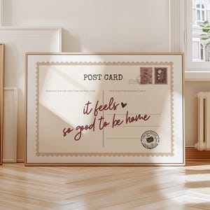 It Feels So Good To Be Home, Vintage Postkarten-Wandkunst, trendiger horizontaler Druck, ästhetisches Wohnungsdekor, Flurwandkunst, Motivationskunst
