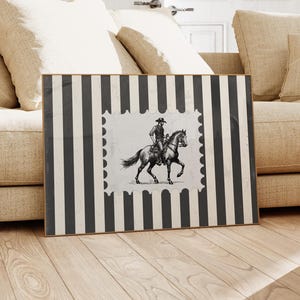 Vintage Gestreift Rodeo Druck, Cowboy Wandkunst, Western Kunstdruck, Rustikales Pferd Poster, Cowgirl Druck, Ästhetisches Raumdekor, Wohnung Dekor