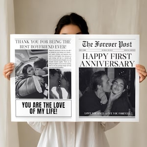 Couple Anniversary Newspaper Template, 1 Year Anniversary Gift, Wedding Newspaper, Long Distance Gift, Gift For Boyfriend, Gift For Him Her