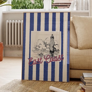 Blue Striped East Coast Art Print: Beachy Coastal Decor (Digital Download)