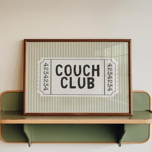 Retro Wall Art Striped Living Room Print Mid Century Modern Vintage Ticket Stub Art Landscape Green And Cream Above Bed Art