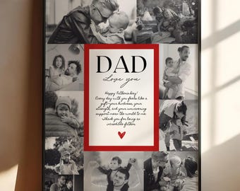 Dad Photo Collage Editable Canva Template Customizable Fathers Poster Personalized 1st Father's Day Gift For Dad Christmas Gift Daddy Print