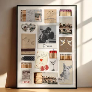 Modèle d&#39;affiche d&#39;allumettes modifiable impression d&#39;allumettes modèle de toile bricolage boîte d&#39;allumettes cadeau de douche nuptiale pour la future mariée art mural d&#39;anniversaire