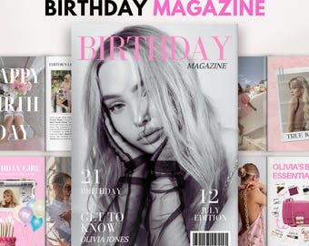 Plantilla de revista de cumpleaños / Regalo de cumpleaños personalizado para tu mejor amiga / Regalos editables / Recuerdo para tu mejor amiga