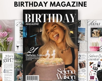 親友のための誕生日雑誌テンプレート パーソナライズされた女の子の誕生日記念品スタイル雑誌 編集可能な親友の記念品誕生日