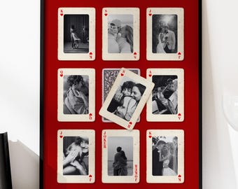 Personalized Playing Card Photo Collage, Anniversary Gift DIY Canva Template Digital Download