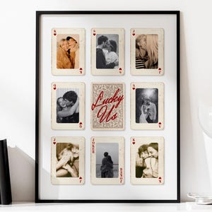 Collage de fotos de naipes personalizado, plantilla de Canva DIY para regalo de aniversario, descarga digital