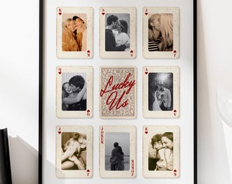 Personalized Playing Card Photo Collage, Anniversary Gift DIY Canva Template Digital Download