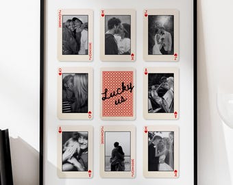 Personalized Playing Card Photo Collage, Anniversary Gift DIY Canva Template Digital Download
