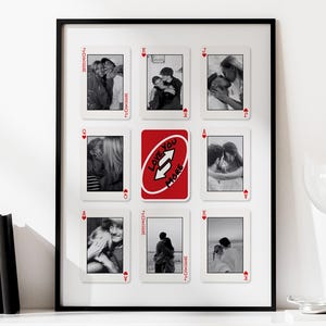 Collage de fotos de naipes personalizado, plantilla de Canva DIY para regalo de aniversario, descarga digital