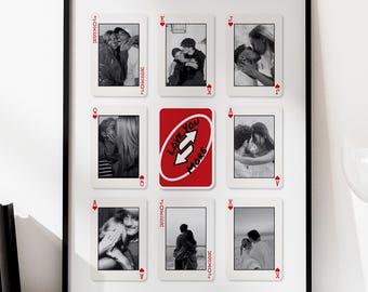 Personalized Playing Card Photo Collage, Anniversary Gift DIY Canva Template Digital Download