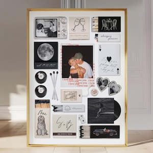 Szablon plakatu z pudełka zapałek DIY Canva Niestandardowa sztuka pudełka zapałek Prezent na pierwszą rocznicę dla chłopaka lub dziewczyny Sztuka ścienna na urodziny Prezent dla pary