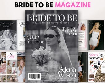 Szablon Canva magazynu „Bachelorette Magazine”, konfigurowalny magazyn o modzie, magazyn ślubny, szablon planu wieczoru panieńskiego, prezent dla przyszłej panny młodej