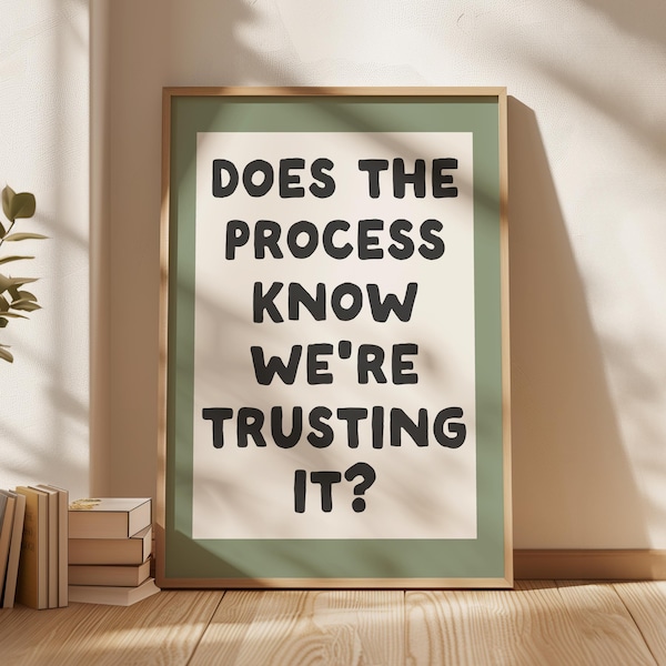 ¿Sabe el proceso que confiamos en él? Impresión, póster motivacional, decoración de escritorio, decoración de dopamina, arte mural preppy, decoración de apartamentos, arte femenino.