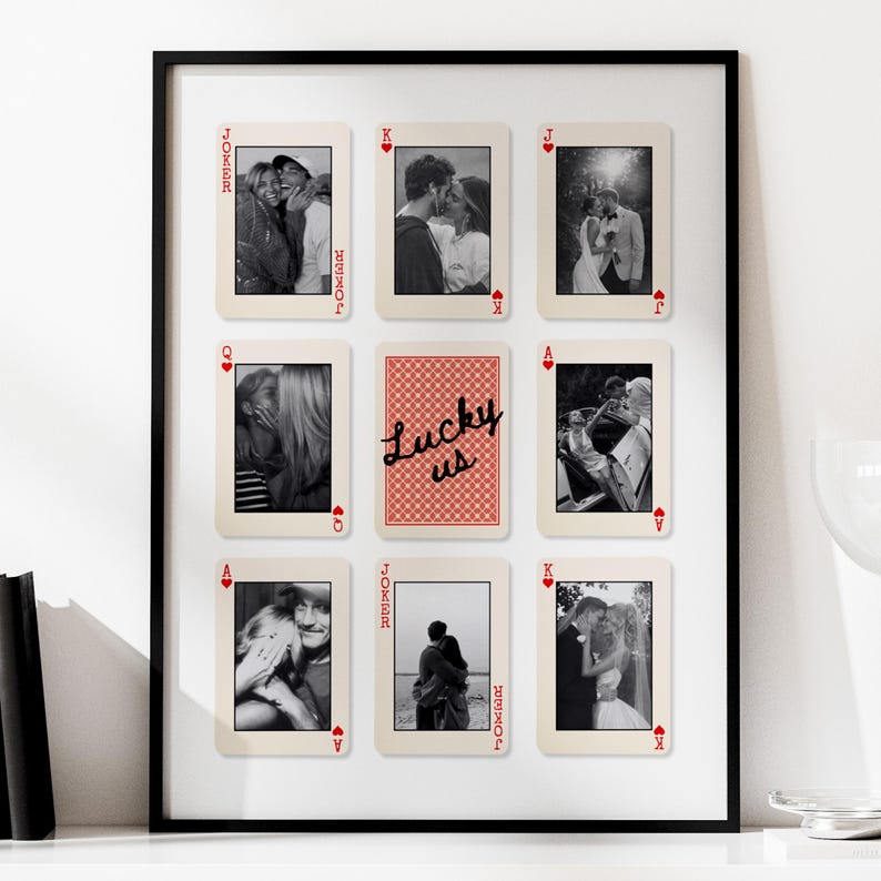 Personalized Playing Card Photo Collage, Anniversary Gift DIY Canva Template Digital Download image 1