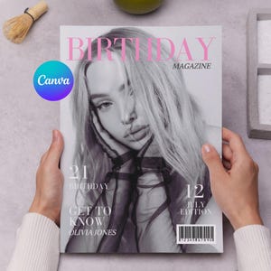 Birthday Magazine Template Canva, Sister Magazine Gift Idea, Personalized Birthday Magazine Cover, Bestie Gift, Custom Photo Gift, Editable