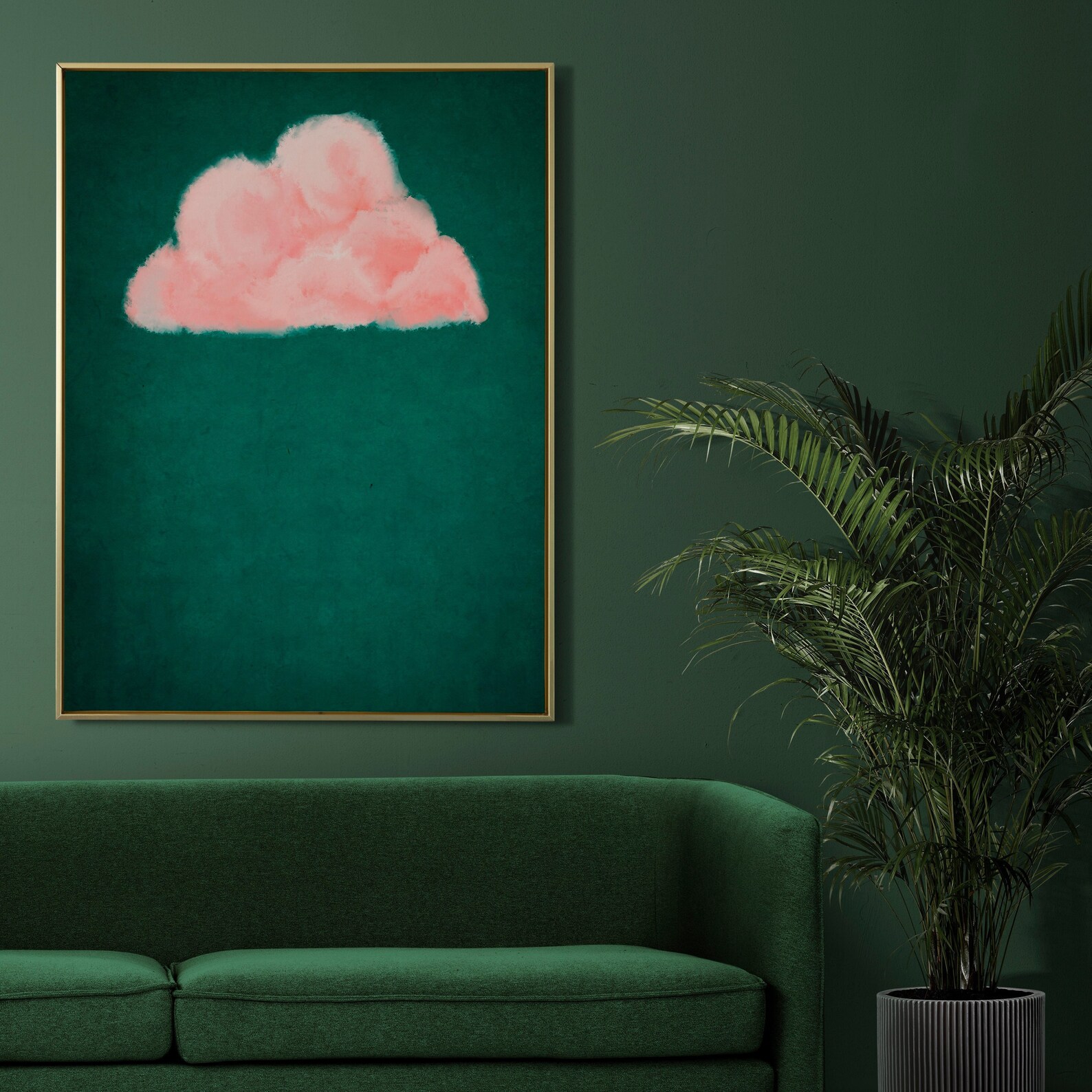 Emerald Green Pink Cloud Printemerald Green Wall Artabstract Etsy