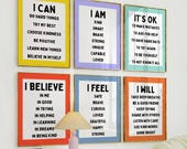 Kids Affirmations Poster Set: Colorful Motivational Art, Classroom Decor (Digital Download)
