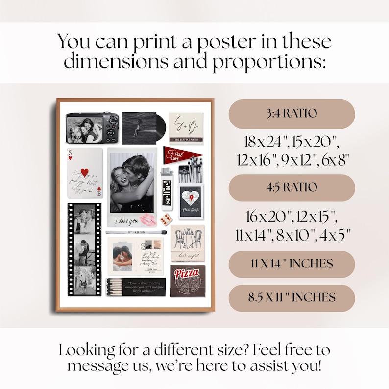 Matchbook Poster Template Custom Matchbox Art 1st Anniversary Gift for Boyfriend Printable Gifts for Him and Her Collage Wall Prints image 4