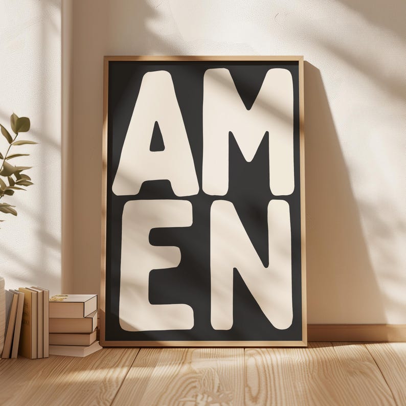 Amen Art Print Bold Retro, Christian Artwork, Christian Wall Art ...