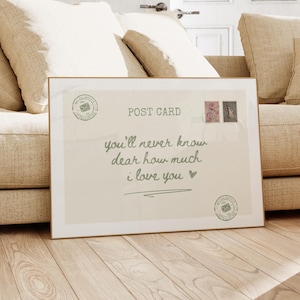Impression pour chambre d'enfant, carte postale vintage, art mural vert sauge, décoration au-dessus du lit, cadeau déco d'appartement, décoration neutre pour chambre de bébé