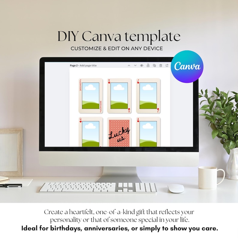 Personalized Playing Card Photo Collage, Anniversary Gift DIY Canva Template Digital Download image 6