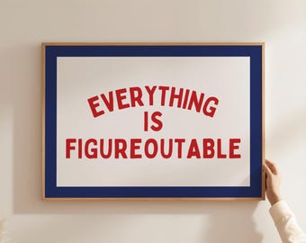 Everything Is Figureoutable Print, Navy Blue & Red (Digital Download)