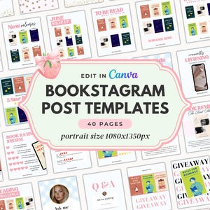 Bookstagram Template, Canva Template, Instagram Template, Book Marketing, Author Instagram, Book Review Template, Literary Social Media Post