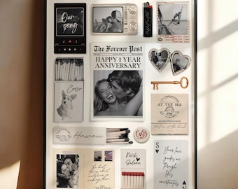Custom Matchbox Art Template DIY Canva Matchbook Poster First Anniversary Gift for Boyfriend or Girlfriend Custom Birthday Wall Art Print