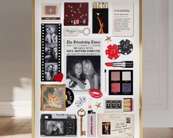 Bestie Gift Matchbox Template Editable Matchbook Art Print DIY Canva Bridal Sister Gift Personalised Best Friend Birthday Picture Collage