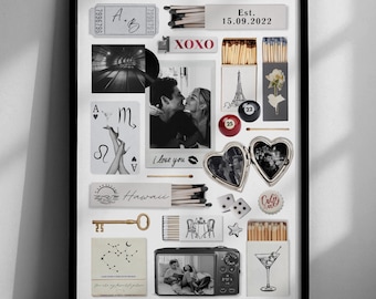 Cartaz de caixa de fósforos editável, impressão de caixa de fósforos, modelo faça você mesmo, Canva, arte de caixa de fósforos, presente para namorado, aniversário, presente de aniversário personalizado, 20 x 30 polegadas