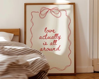 Love Actually Is All Around Print, Aesthetic Room Decor, Coquette Room Decor, Modern Wall Art, Printable Wall Art, Retro Poster