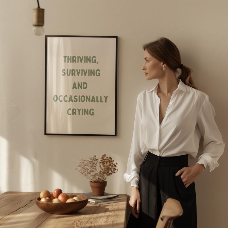 Dopamine decor, thriving surviving print, desk decor, girly wall art styles