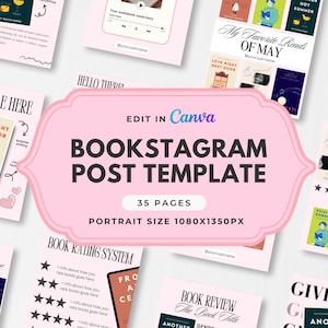 Bookstagram Template, Canva Template, Instagram Template, Book Marketing, Author Instagram, Book Review Template, Literary Social Media Post