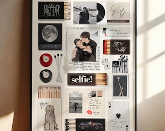 Plantilla de póster de caja de cerillas editable, impresión de caja de cerillas en blanco, lienzo personalizado, regalo de aniversario para pareja y arte de pared imprimible, descarga