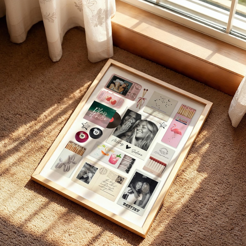 Bestie Gift Matchbox Template Editable Matchbook Art Print DIY Canva Bridal Shower Gift Personalised Best Friend Birthday Picture Collage image 8